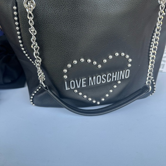 Love Moschino Handbags - Love Moschino Black Heart Chain Shoulder Bag